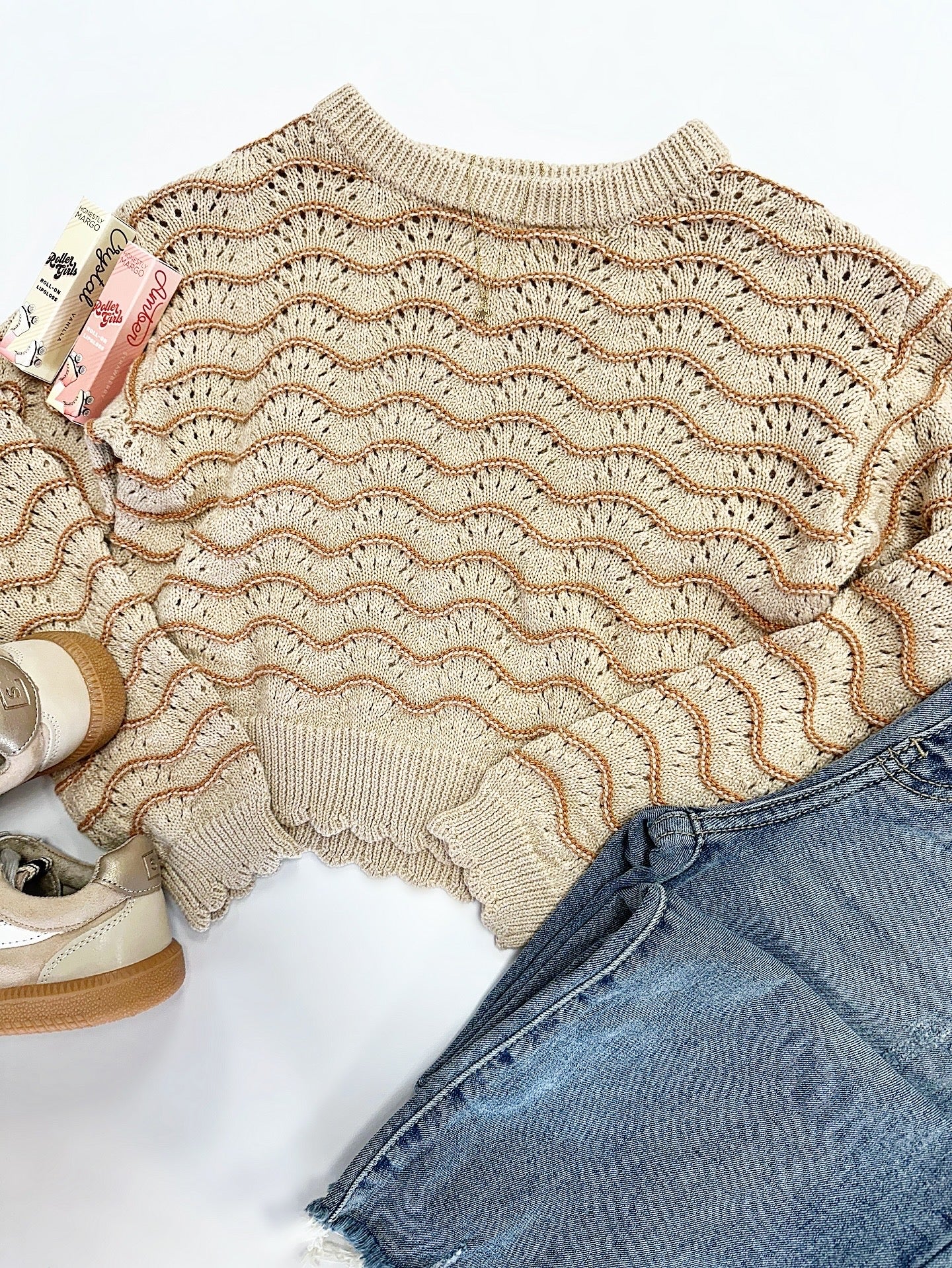 Kendra Scallop Sweater in Rust
