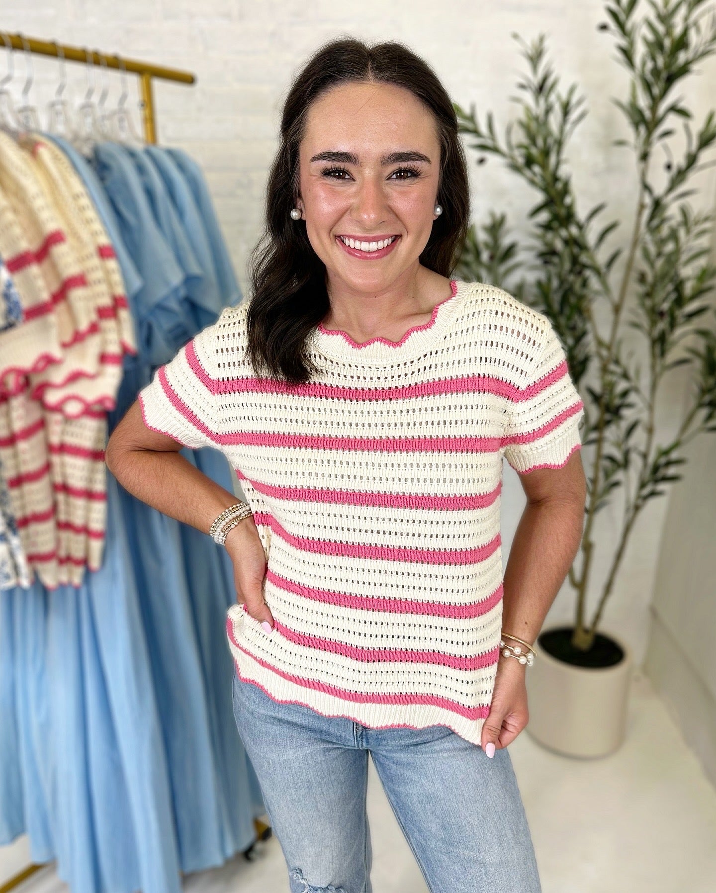 Megan Striped Sweater Top