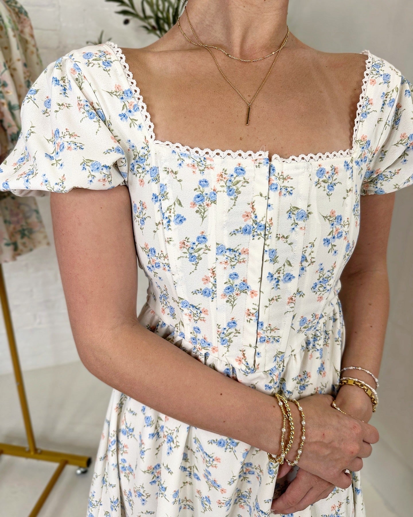 Lacey Dress in Blue Floral
