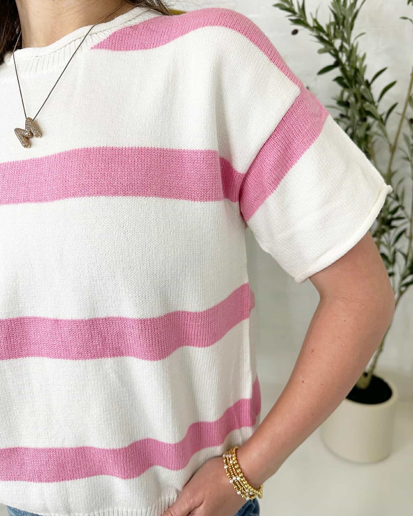 Lillie Top in Pink Stripe
