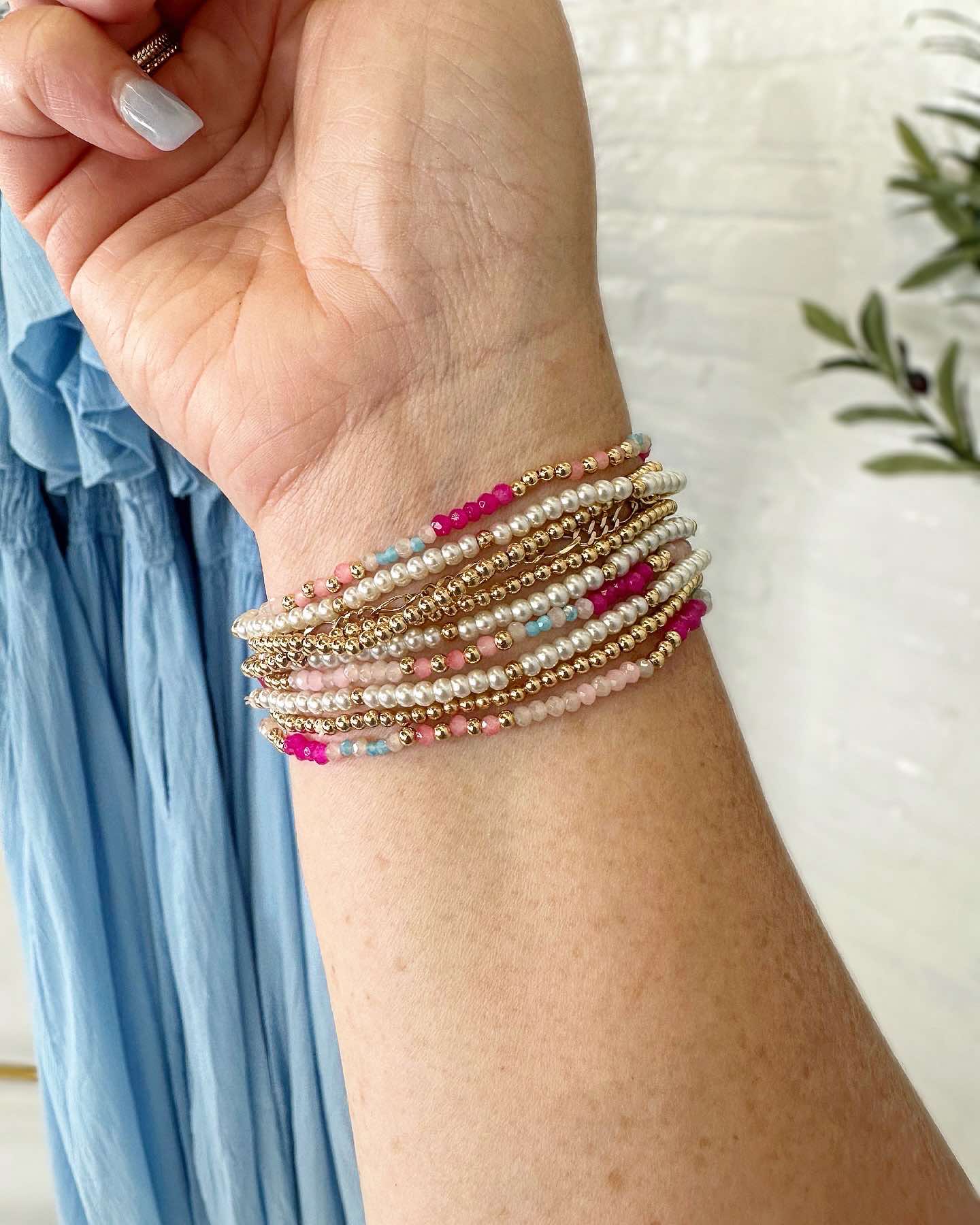 Dainty Beaded Multi Layered Stretch Bracelet
