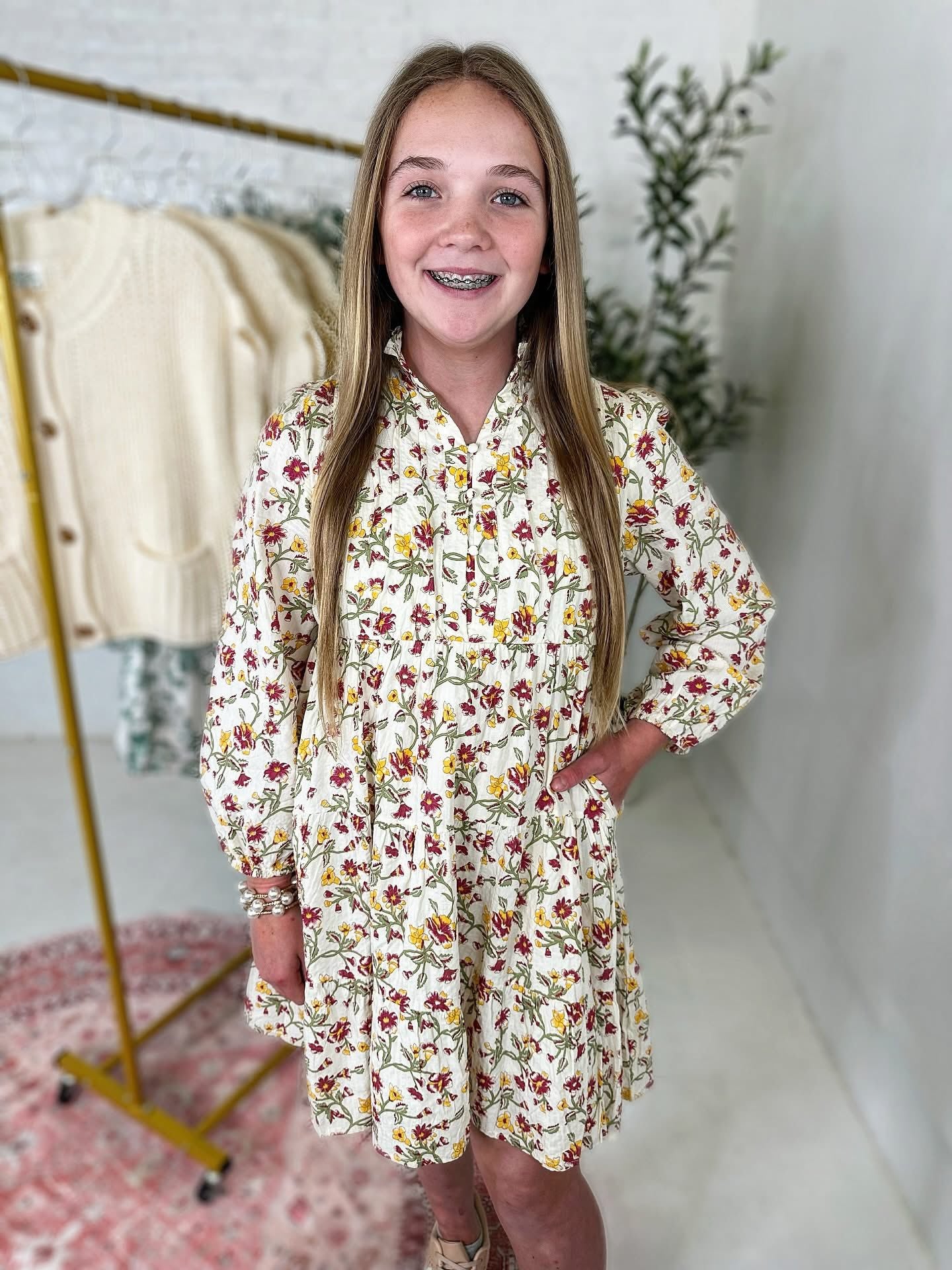 Laney Dress in Cream Floral