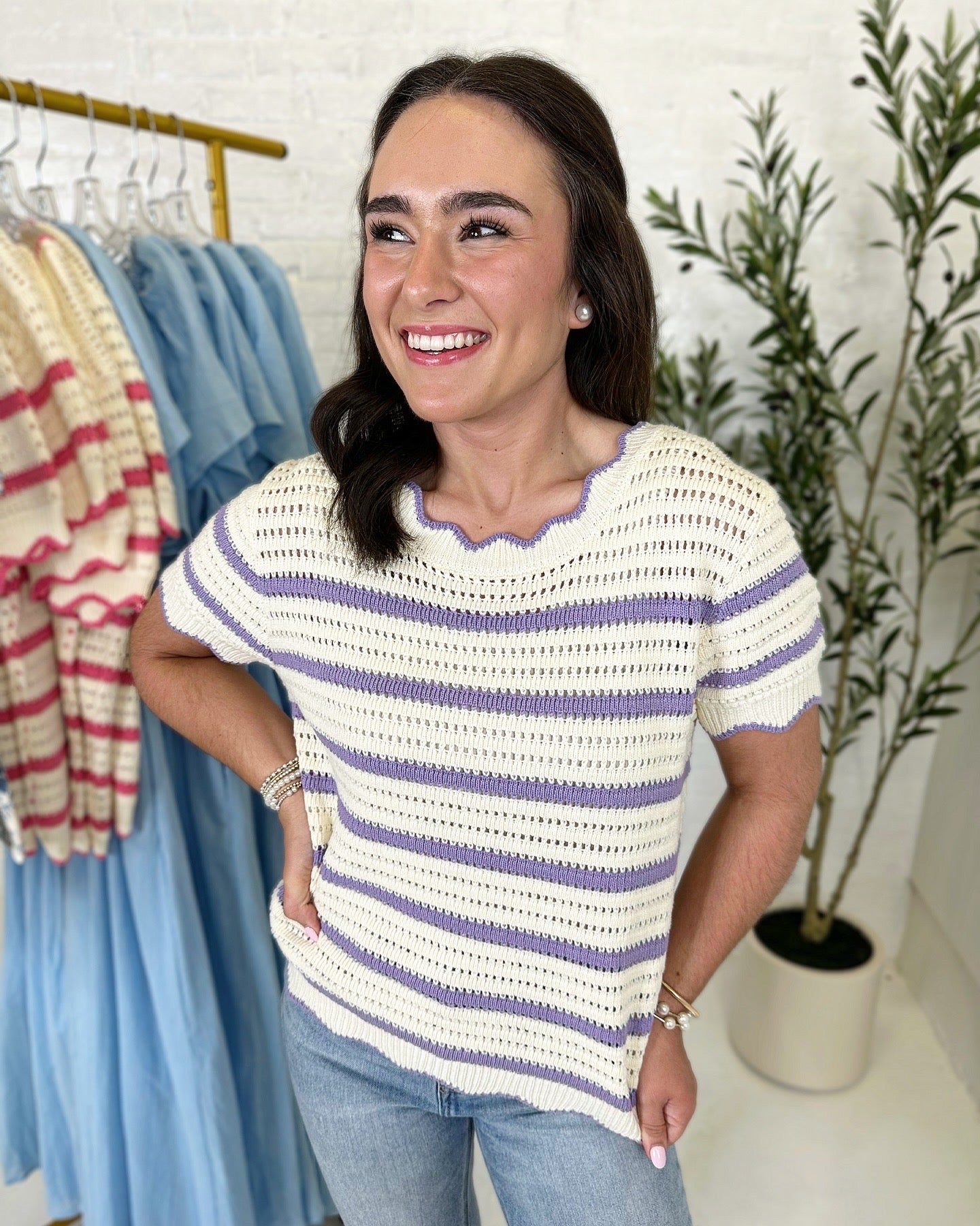 Megan Striped Sweater Top