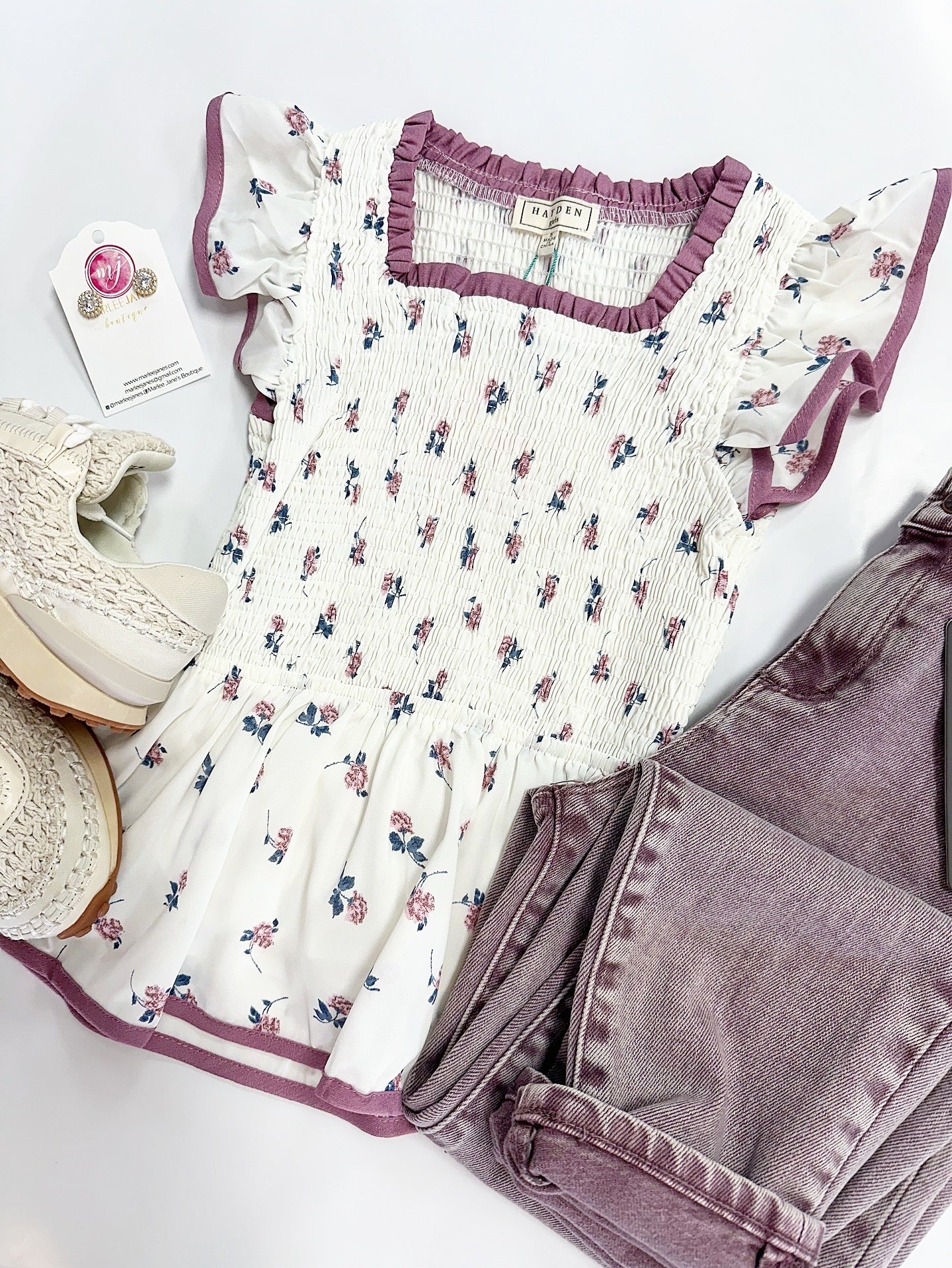 Sadie Ditsy Floral Top in Off White