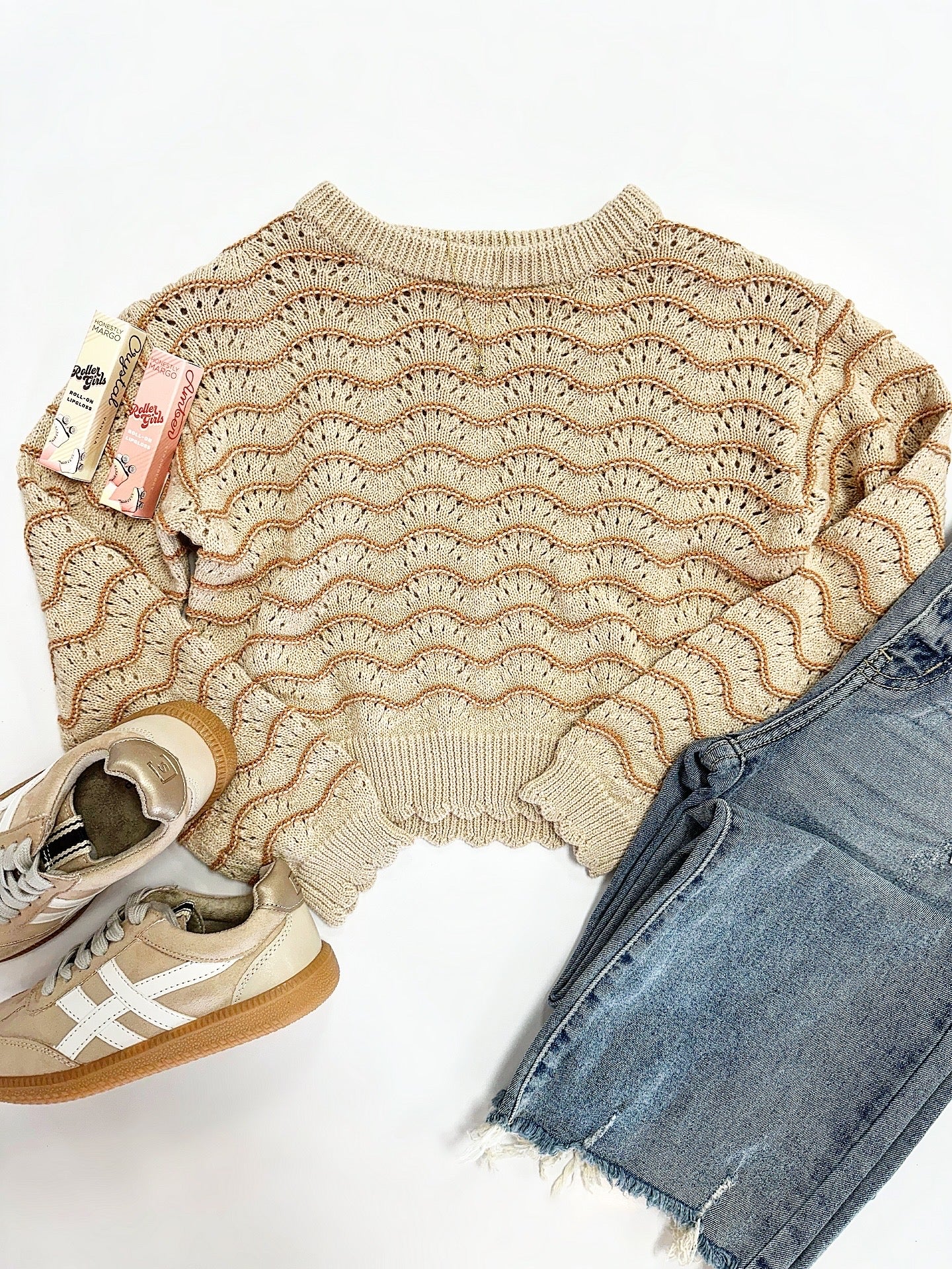 Kendra Scallop Sweater in Rust