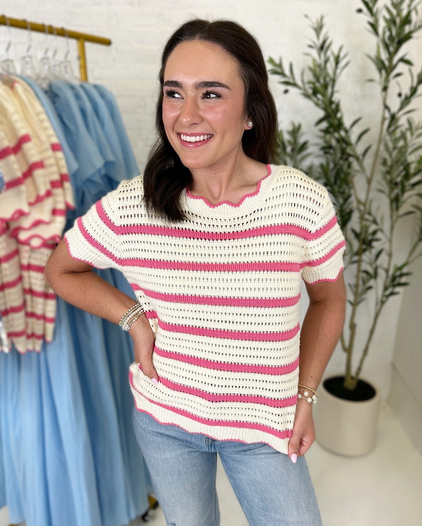 Megan Striped Sweater Top