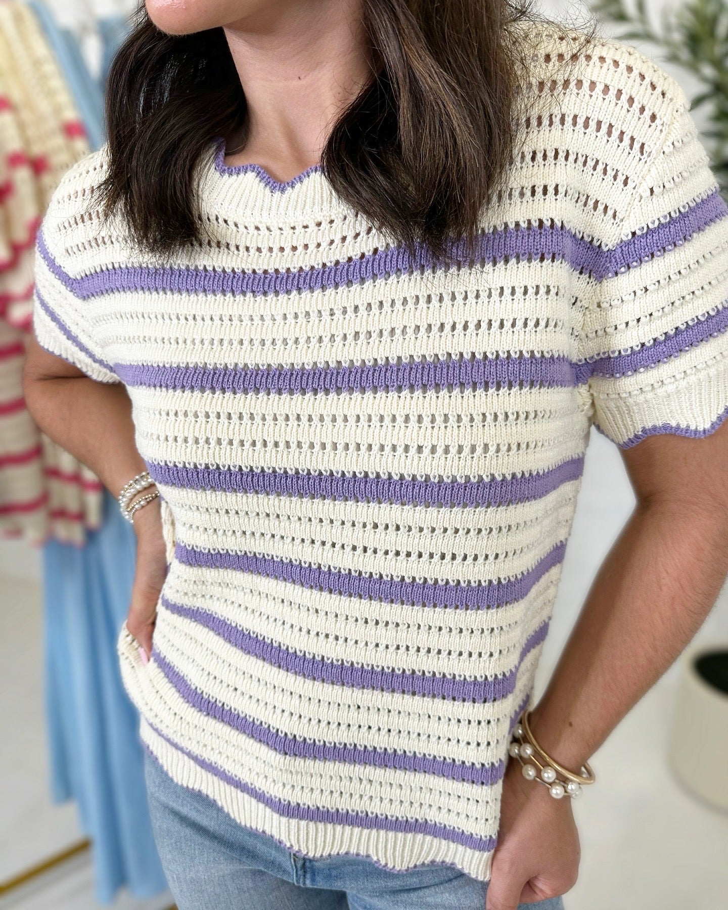 Megan Striped Sweater Top