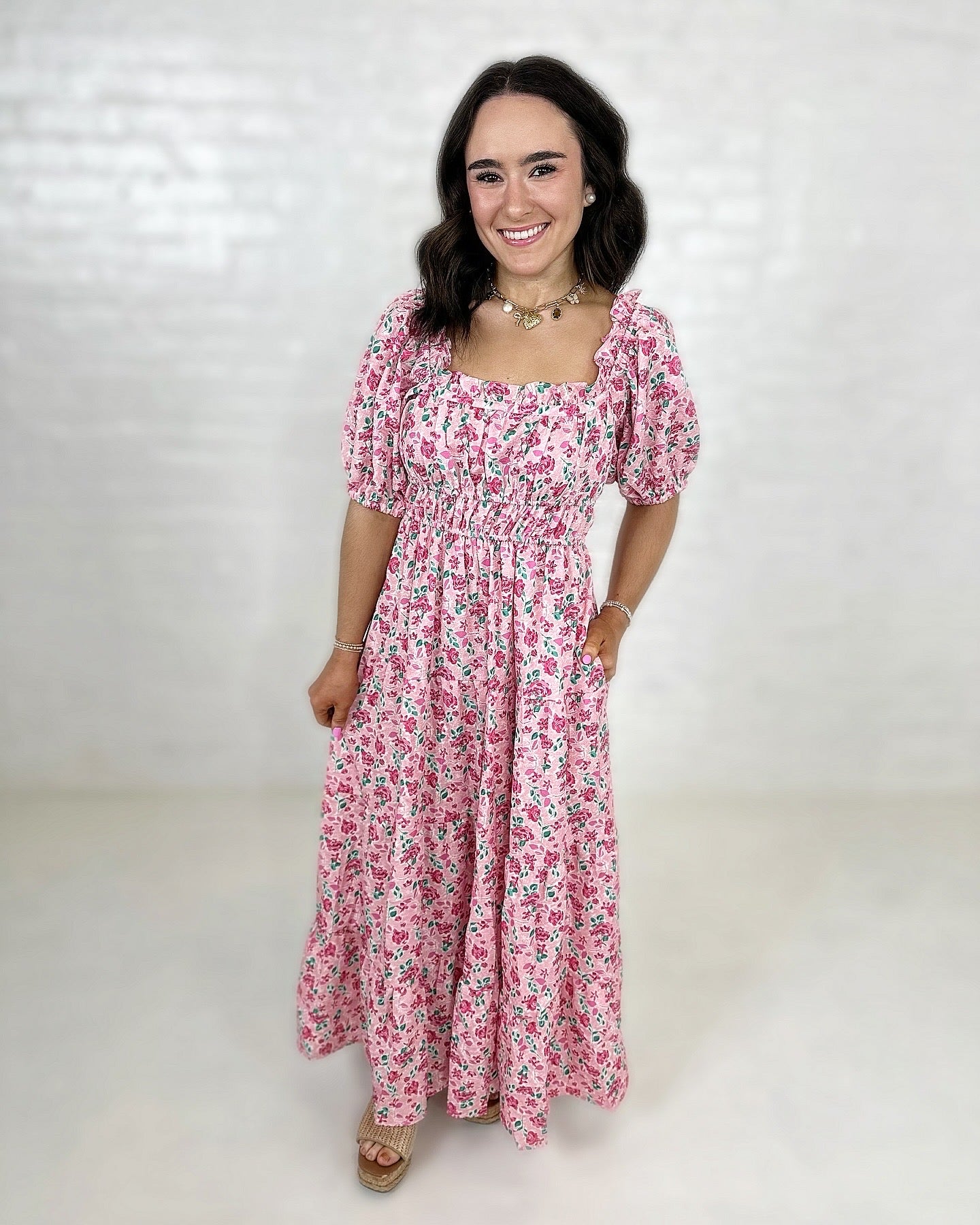 Gabby Floral Maxi Dress in Pink