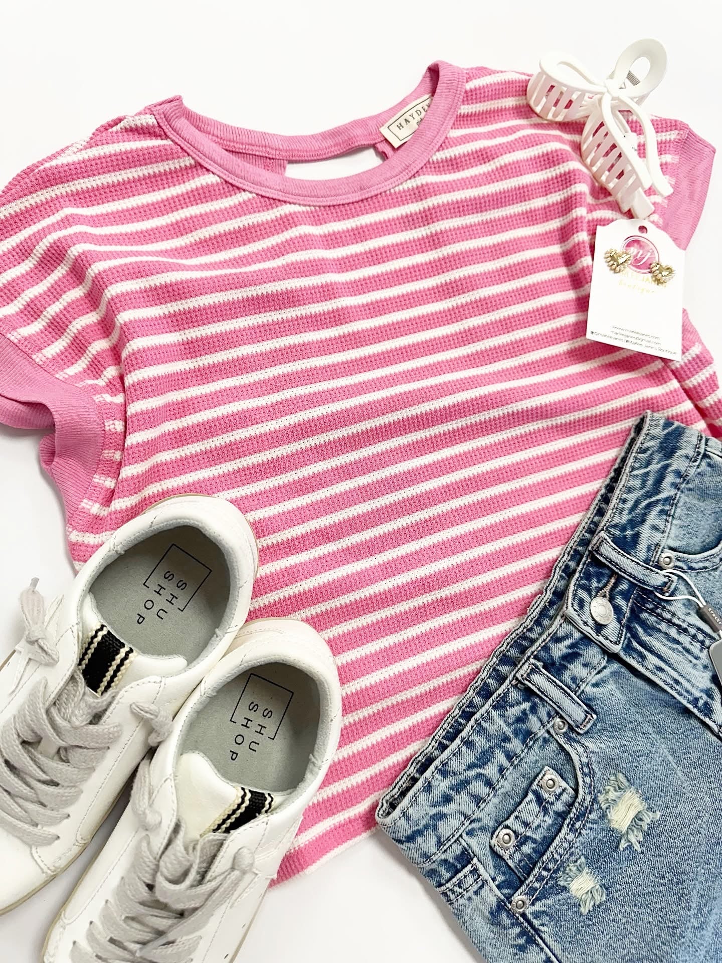 Ella Top in Pink Stripe