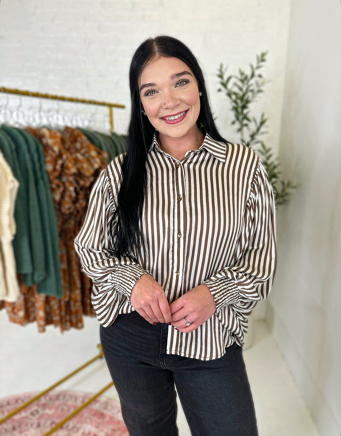 Bobbi Top in Brown Stripe