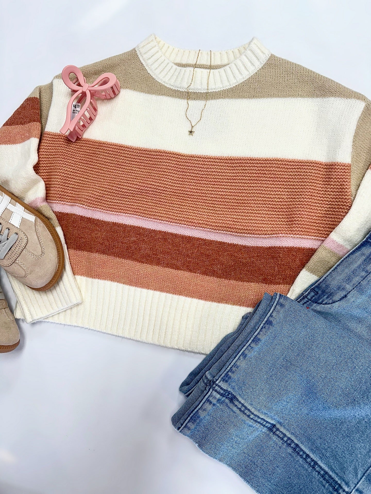 Jenny Sweater in Peach Stripe