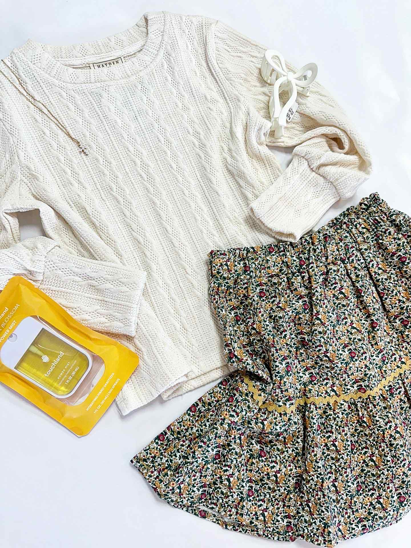 Ava Twill Floral Skirt in Mustard