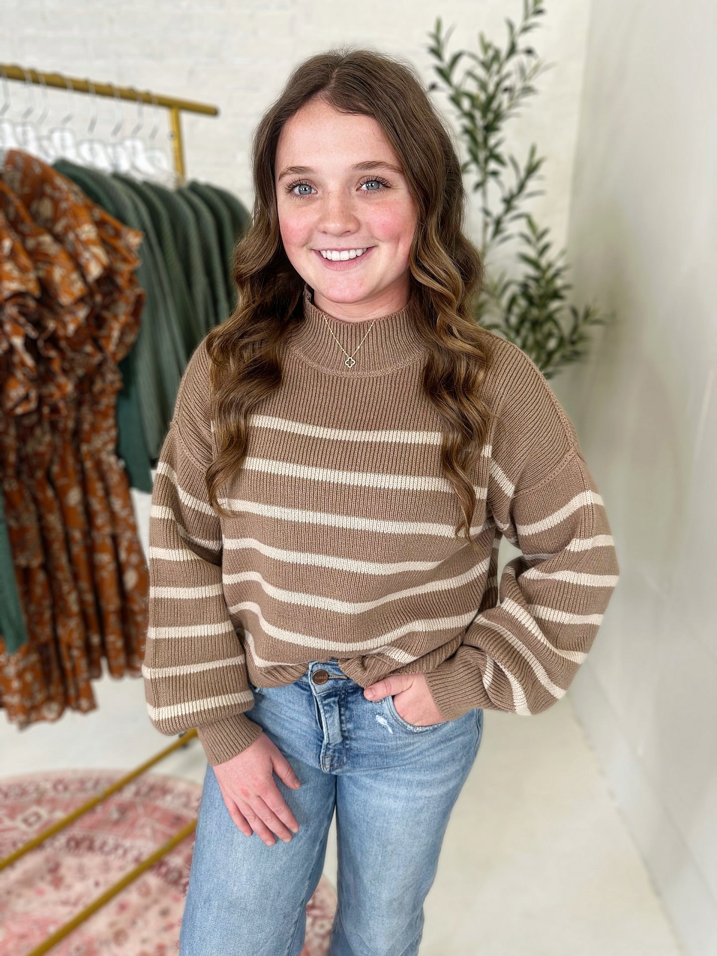 Presley Sweater in Cocoa Stripe