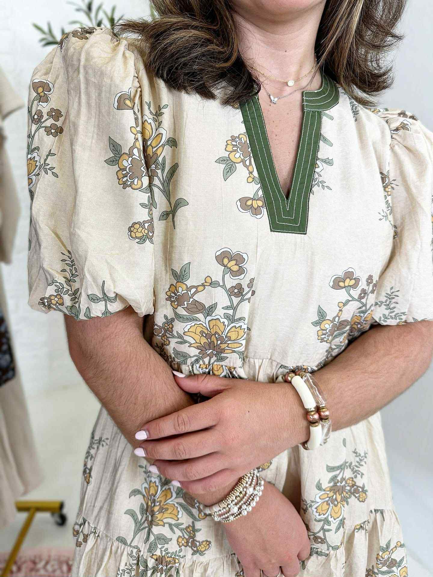 Nina Dress in Green Floral