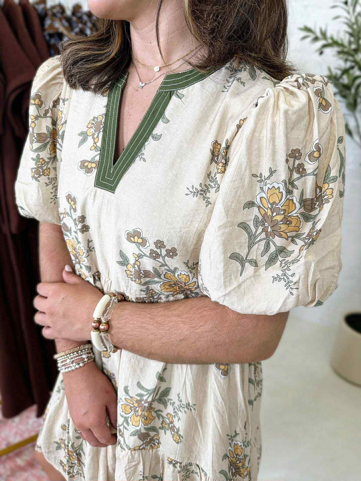 Nina Dress in Green Floral