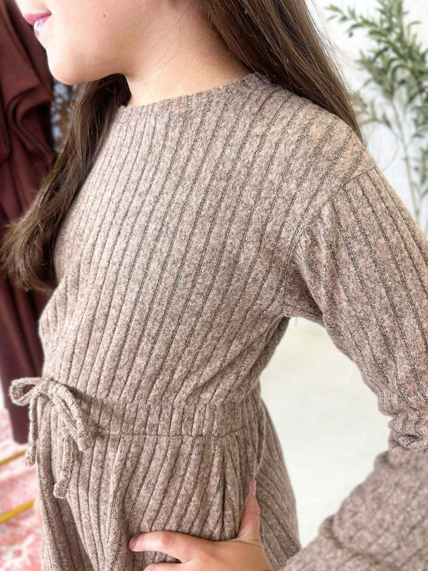 Ella Longsleeve Dress in Brown