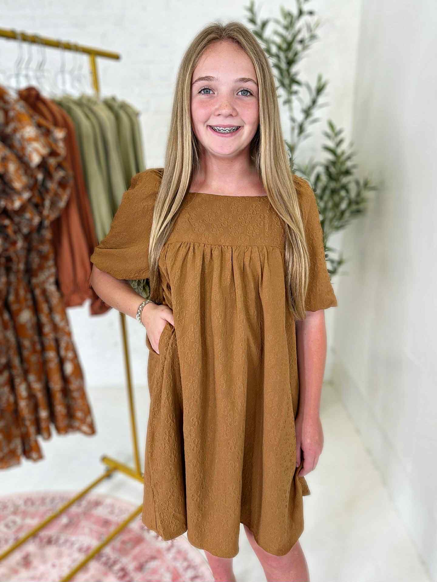 Kennedy Dress in Brown Daisy