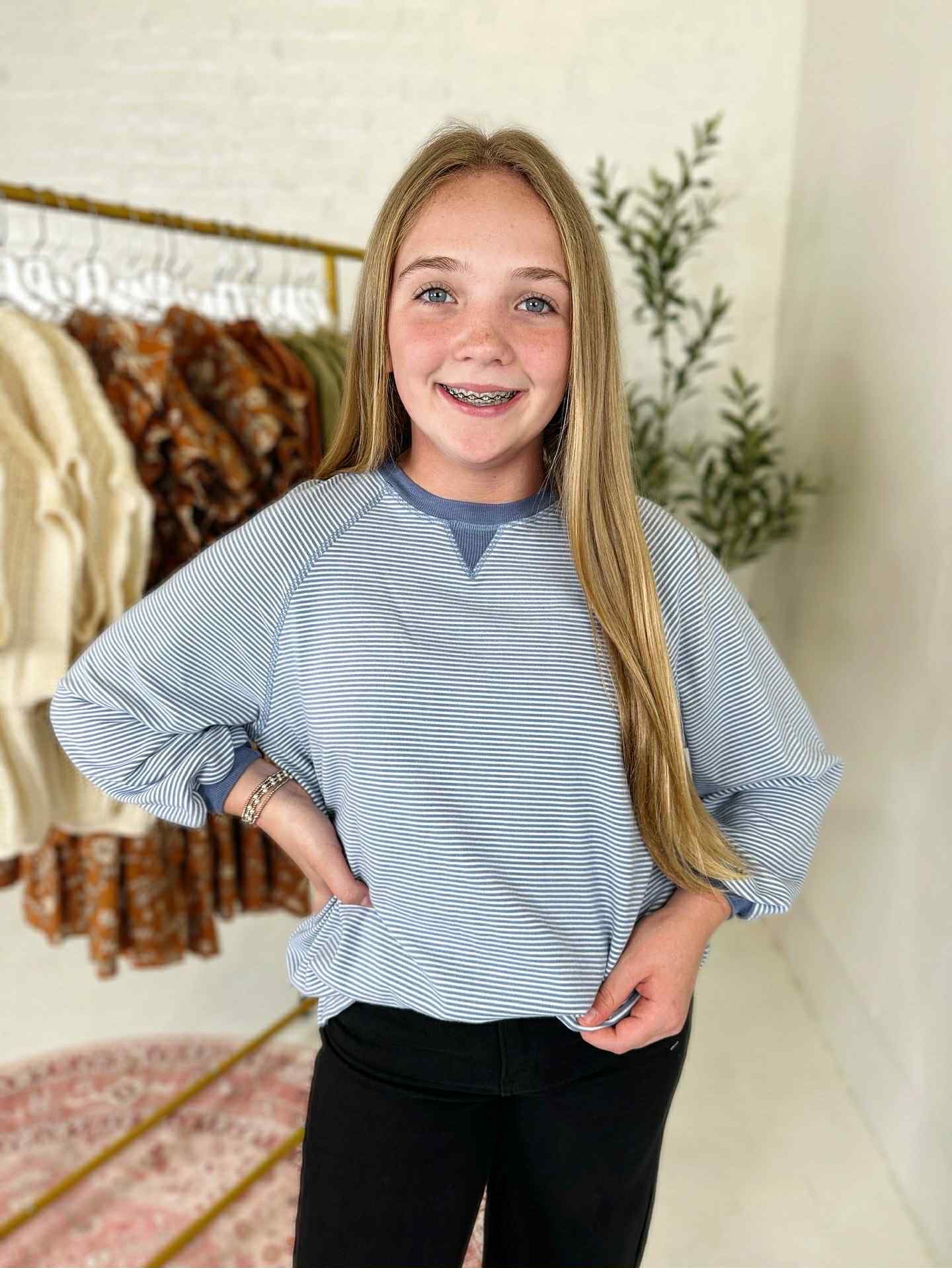 Kennedy Top in Blue Stripe