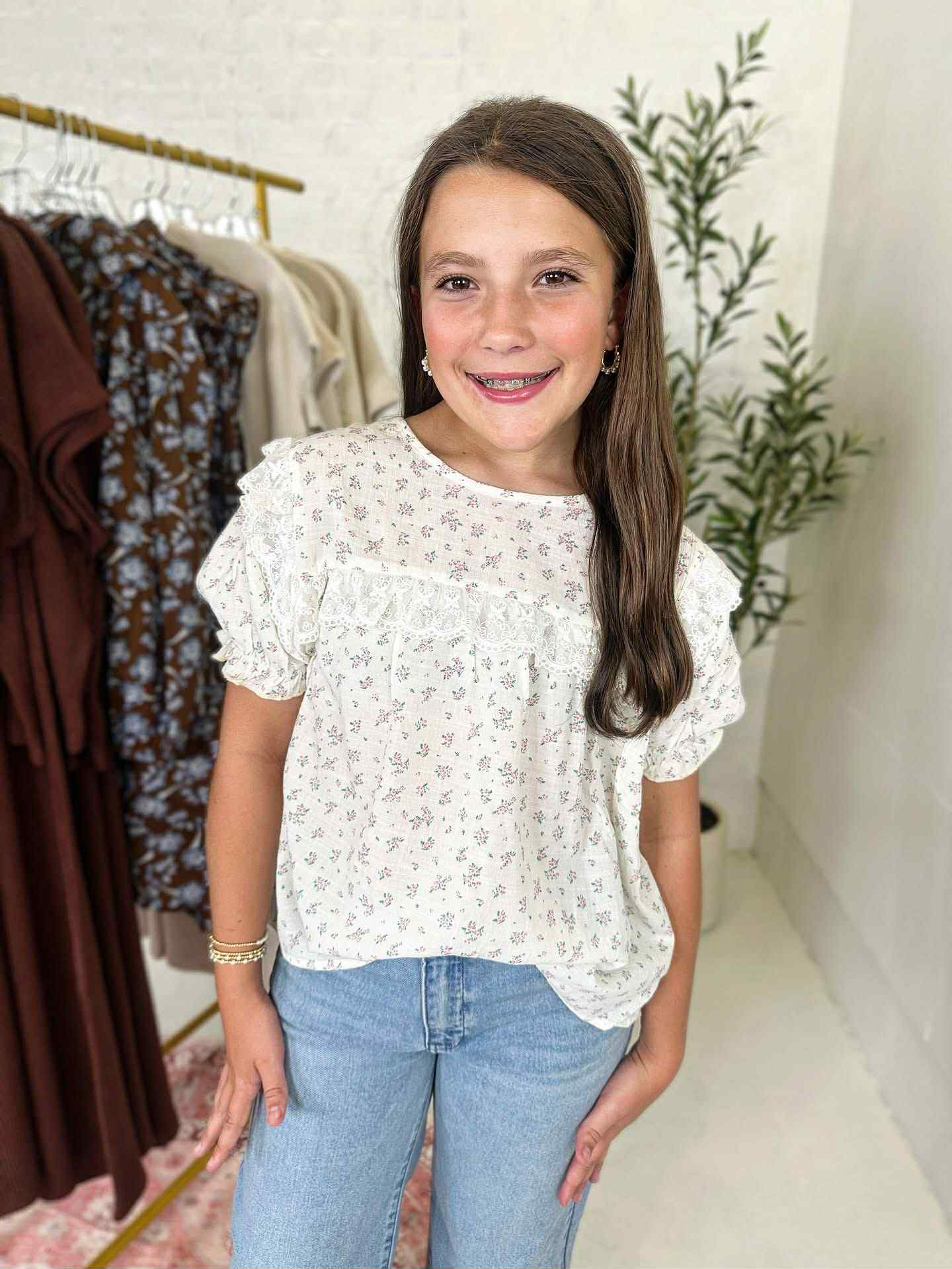 Jenna Top in Cream Floral