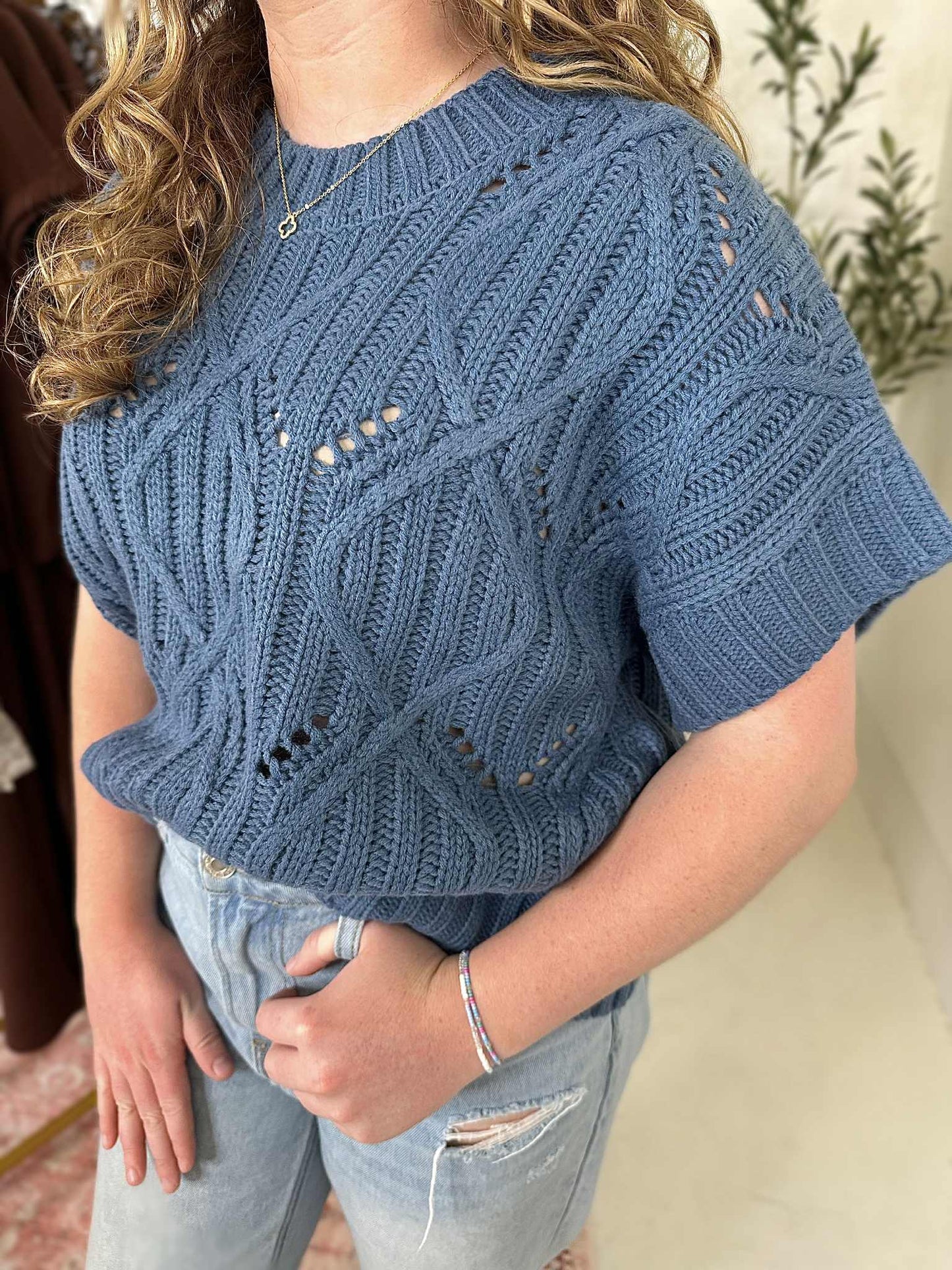 Sailor Blue Short Sleeve Sweater