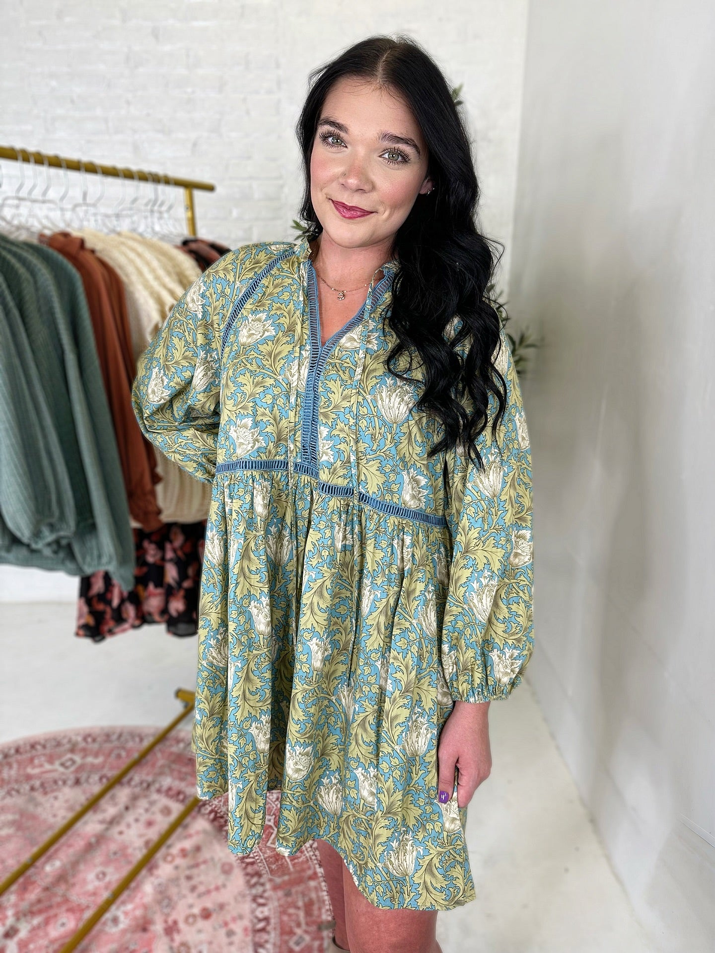 Harper Dress in Blue Floral