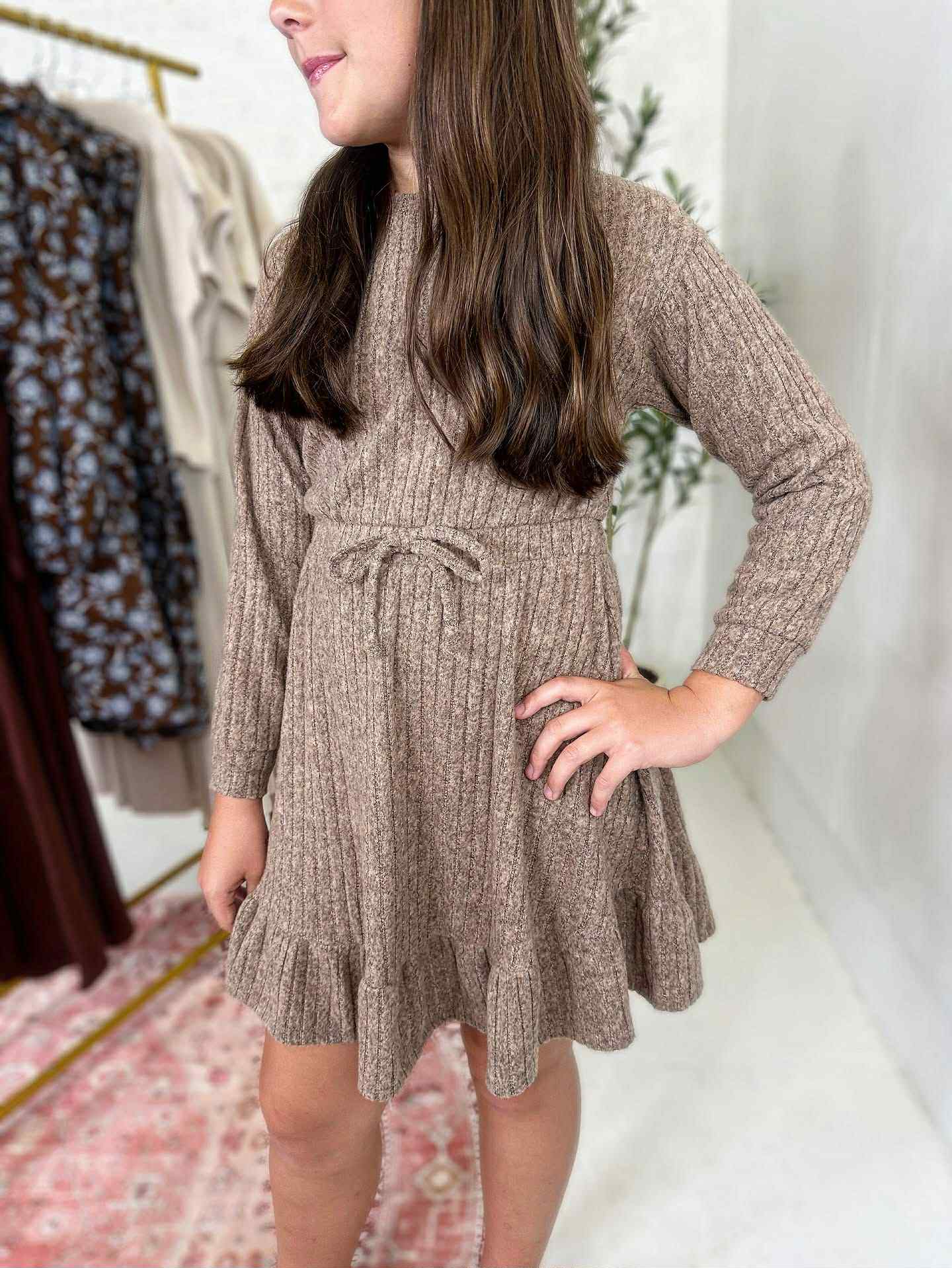 Ella Longsleeve Dress in Brown