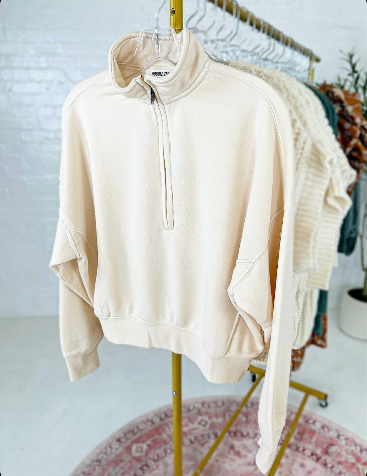 Sadie Half-Zip Sweatshirt in Cream