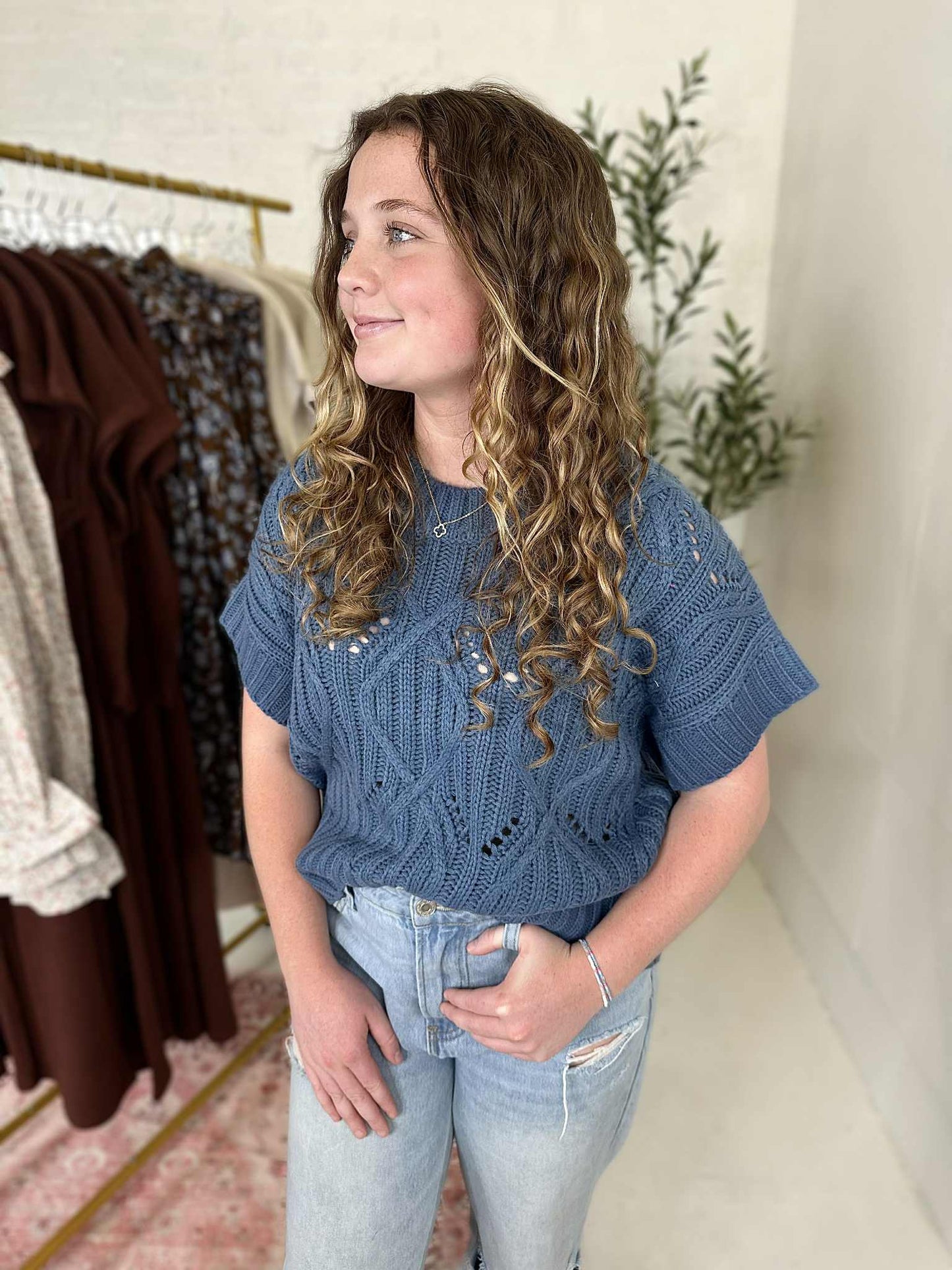 Sailor Blue Short Sleeve Sweater
