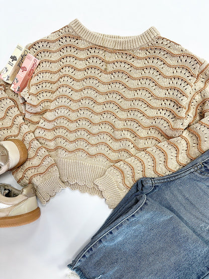 Kendra Scallop Sweater in Rust