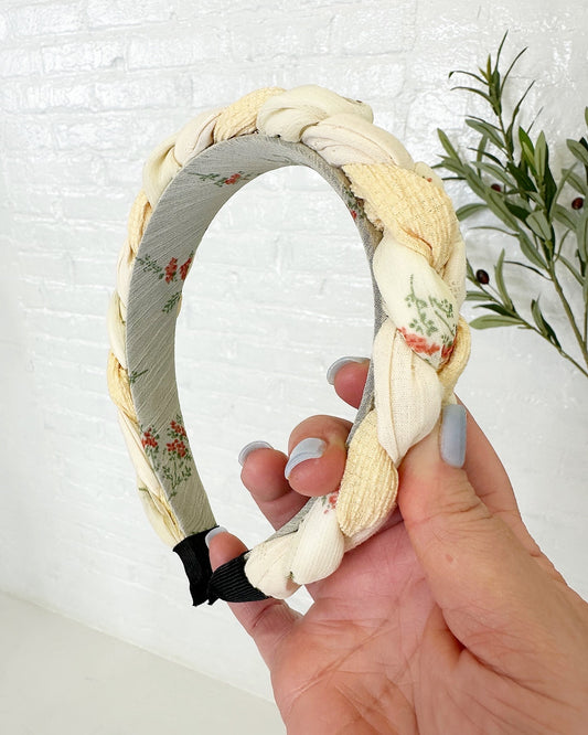 Floral Braided headband in Yellow