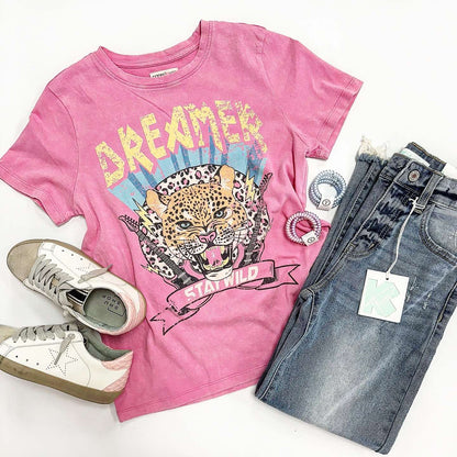 Dreamer Tiger Graphic Tee in Pink