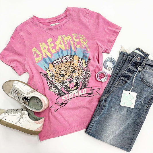 Dreamer Tiger Graphic Tee in Pink