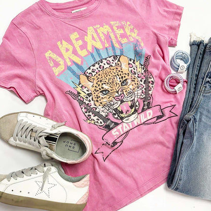 Dreamer Tiger Graphic Tee in Pink