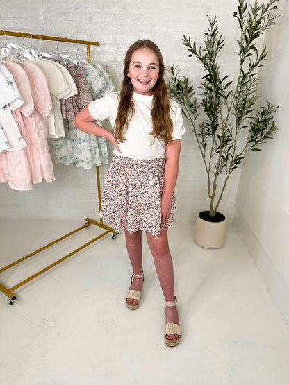 Allie  Floral Elastic Detailed Skirt