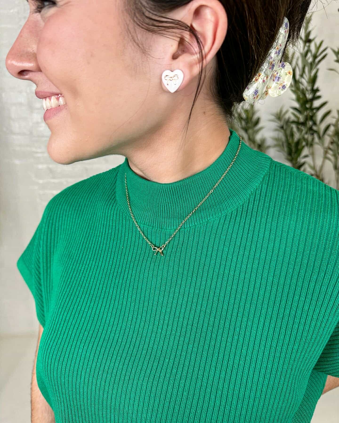 Gold Bow Charm Necklace