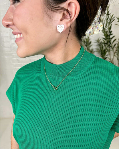 Gold Bow Charm Necklace