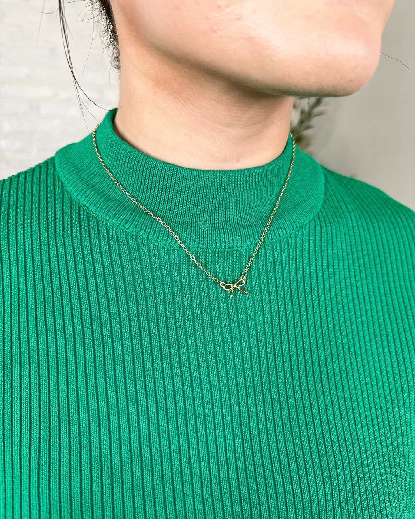 Gold Bow Charm Necklace