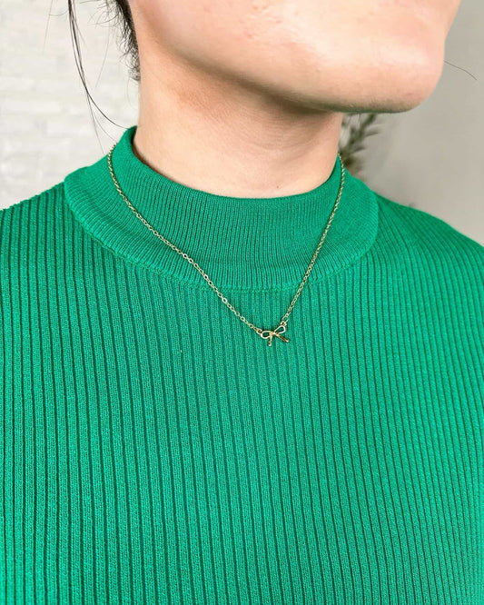 Gold Bow Charm Necklace