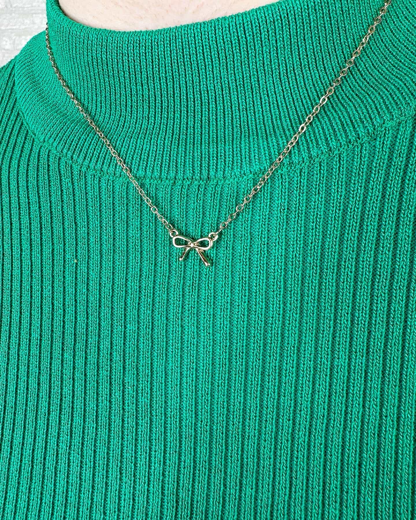 Gold Bow Charm Necklace