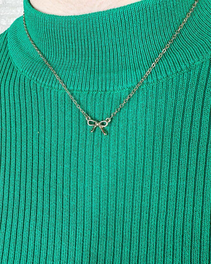 Gold Bow Charm Necklace
