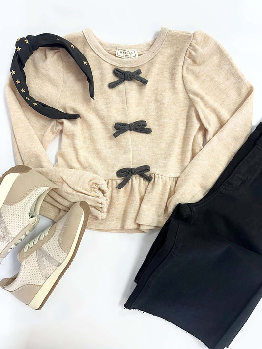 Amelia Bow Top in Cream