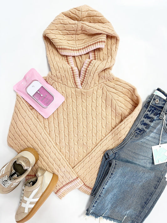Kendra Hooded Sweater in Coral