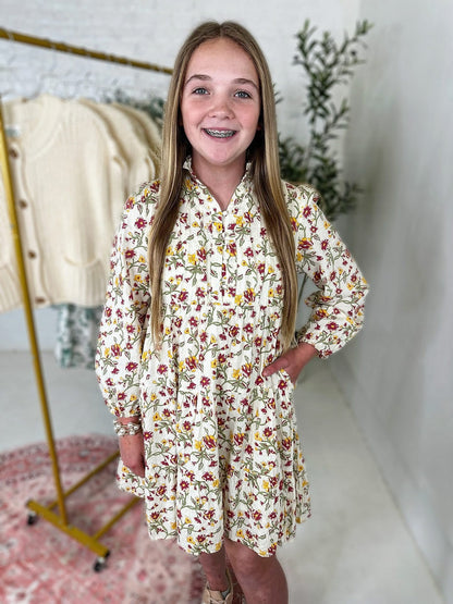 Laney Dress in Cream Floral
