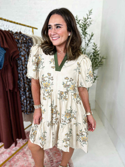 Nina Dress in Green Floral