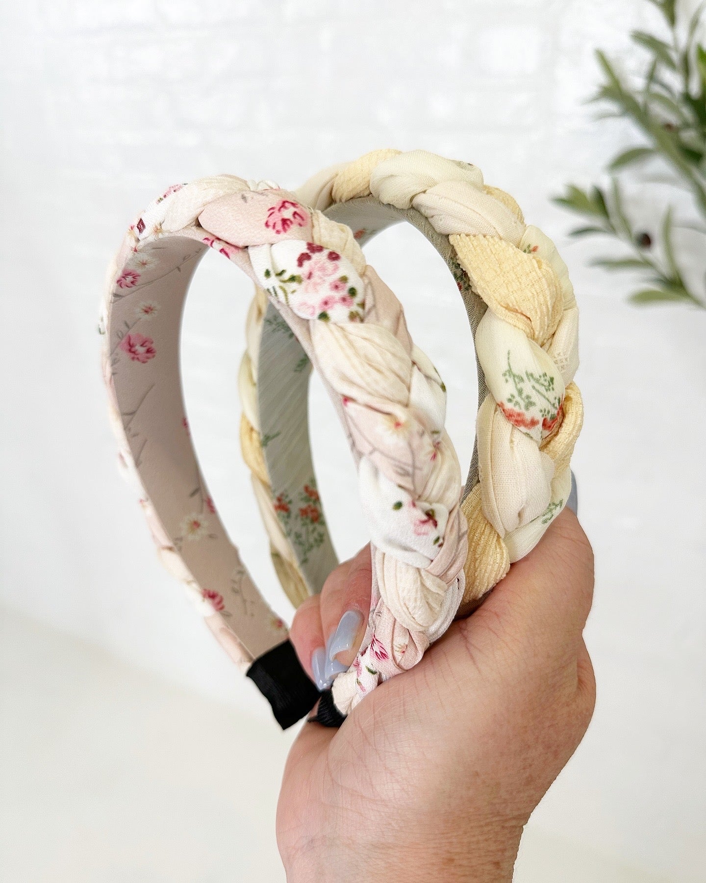 Floral Braided headband in Yellow
