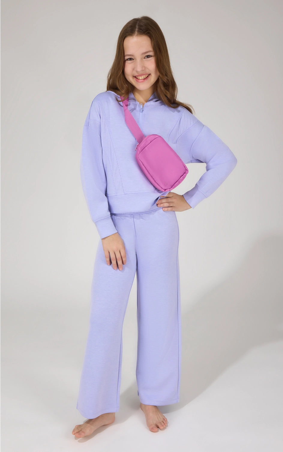 Taylor Half Zip Hoodie Set in Lavender