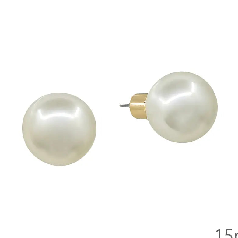 Water Resistant 14mm Pearl Stud Earring
