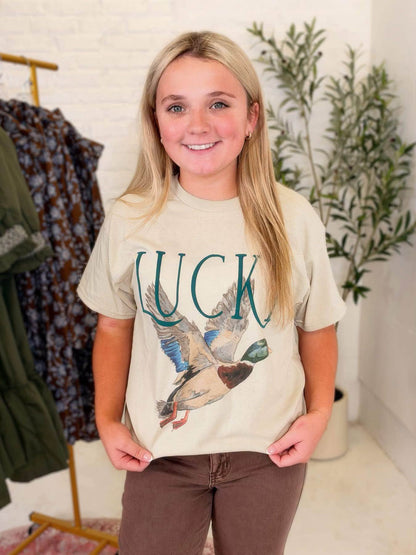 Lucky Duck Graphic Tee in Sand