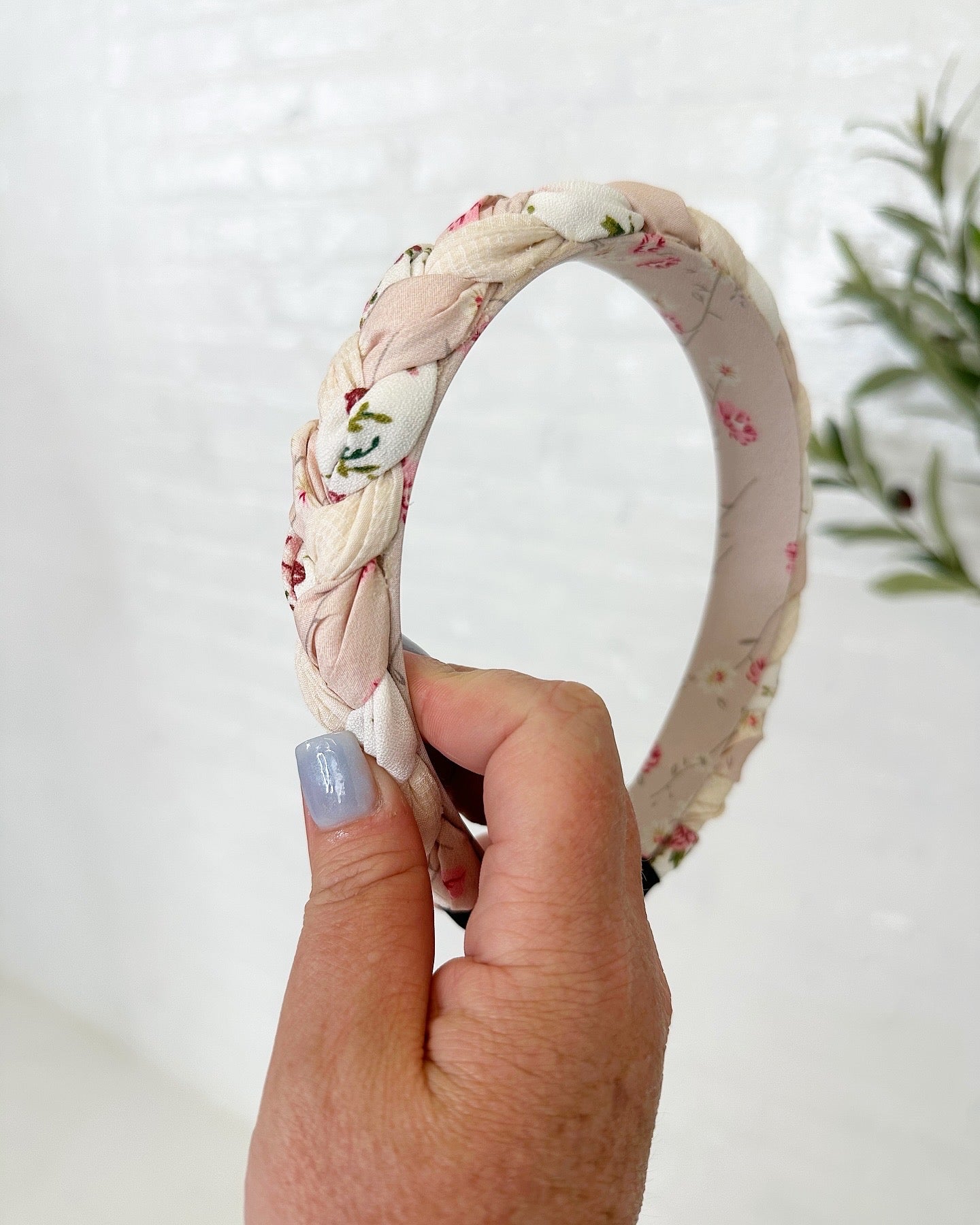 Floral Braided headband in Pink