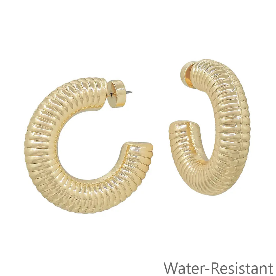 Thick Gold Spiral Hoop Earring